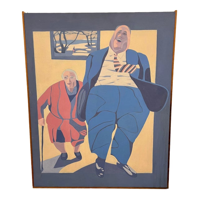 Gail Newman Portrait Painting of Two People Walking For Sale