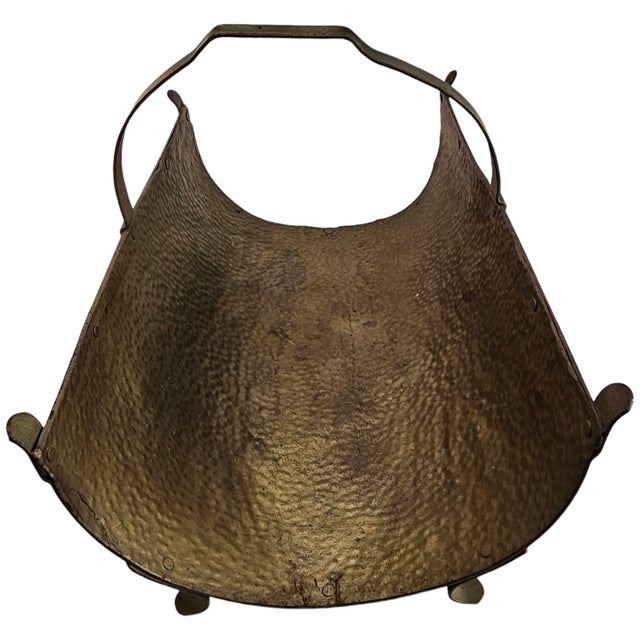 Circa 1920 American Arts & Crafts Hammered Metal Fireplace Log Holder For Sale - Image 4 of 7