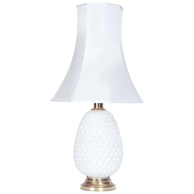 Opaline Glass and Brass Lamp, 1950s For Sale - Image 6 of 6