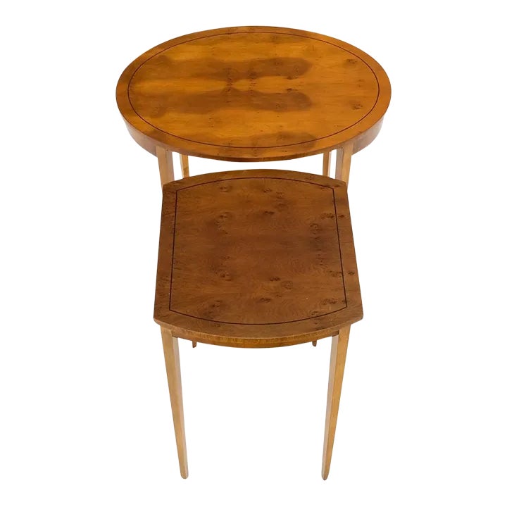 Set of Burl Wood Oval Nesting Tables by Baker a Pair Chairish