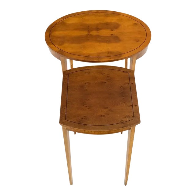 Set of Burl Wood Oval Nesting Tables by Baker - a Pair For Sale