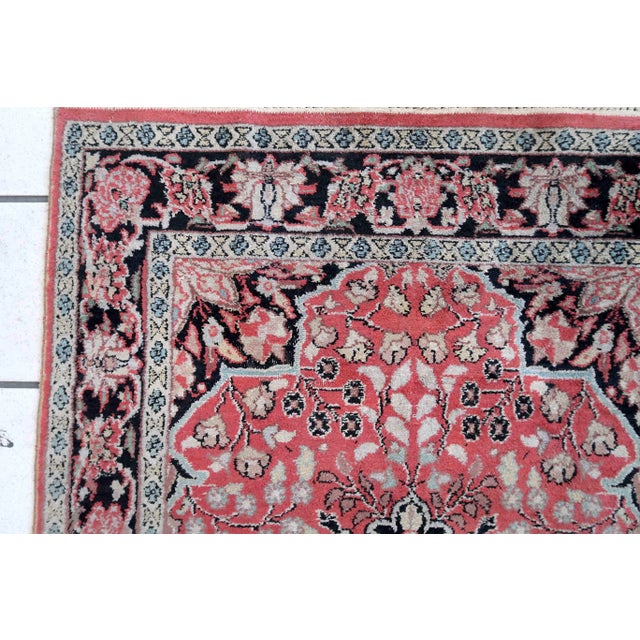 Pink 1960s Hand Made Vintage Persian Tabriz Kashmir Rug 2.5' X 4.2' For Sale - Image 8 of 12