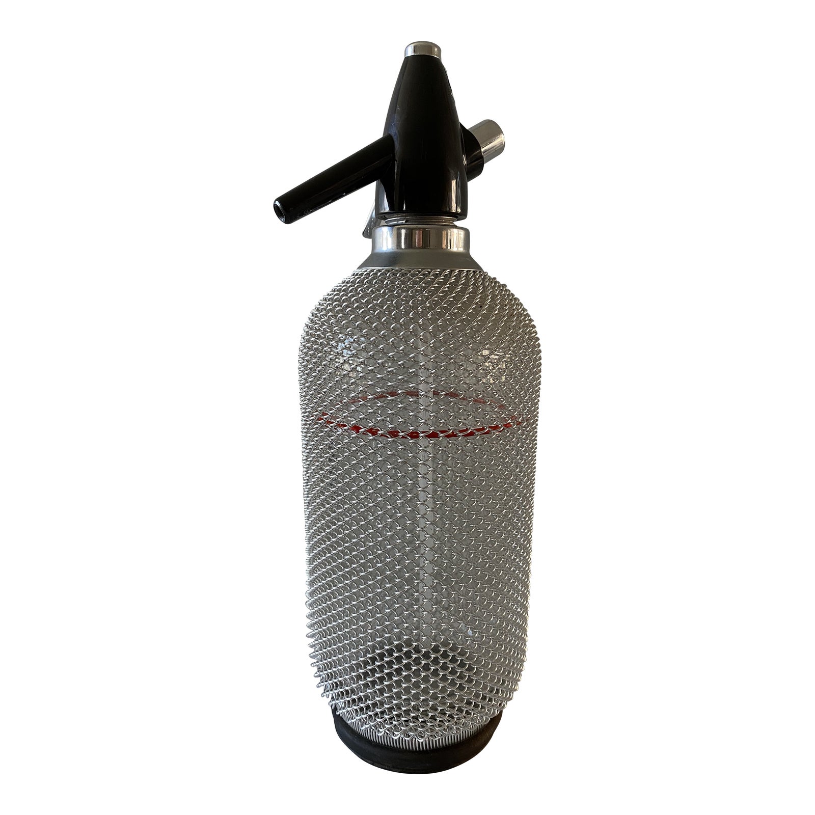 Vintage Soda Siphon Seltzer Glass Bottle With Metal Mesh by