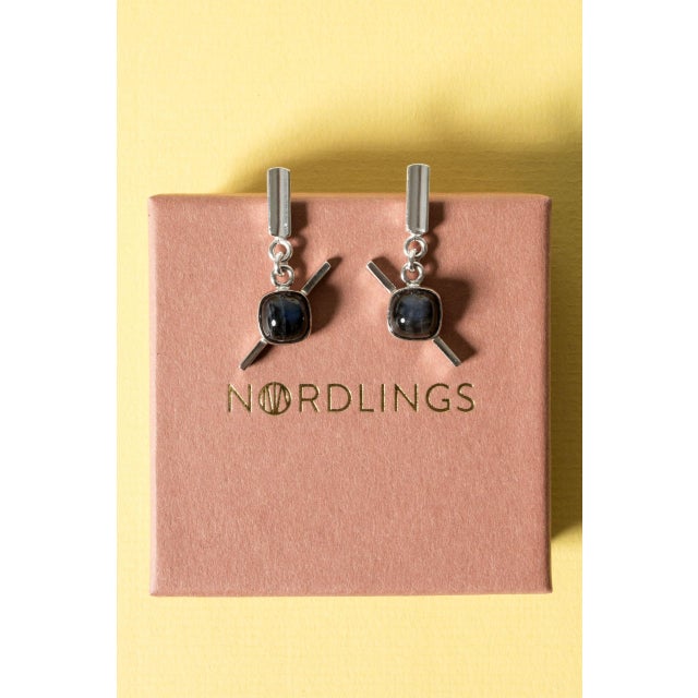 Silver and Spectrolite Earrings from Claës Giertta, 1961, Set of 2 For Sale - Image 3 of 6
