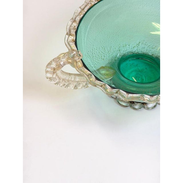 Metal Venetian Style Murano Glass Tazza with Gold Inclusions, Italy, 1950s For Sale - Image 7 of 10