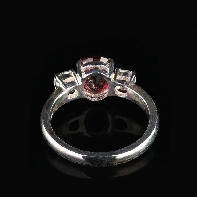 Ring of Sparkling Red Tourmaline Accented With Genuine Zircons For Sale - Image 4 of 6