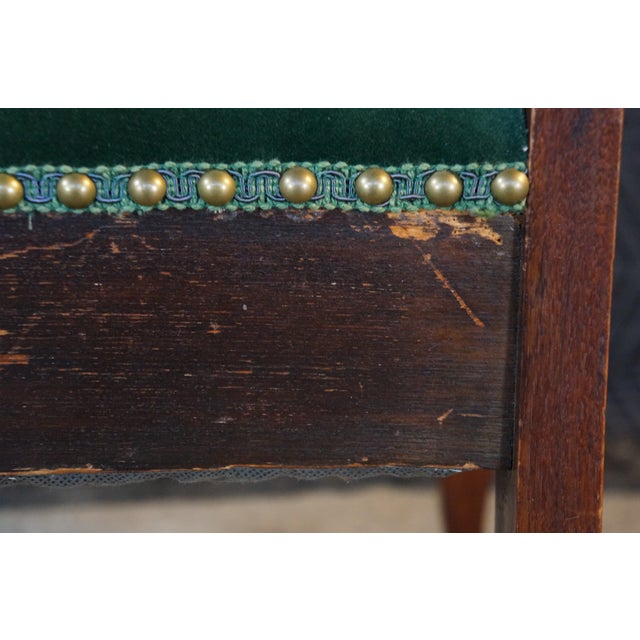 Antique Victorian Eastlake Carved Mahogany Tufted Velvet Parlor Side Chair For Sale - Image 16 of 18
