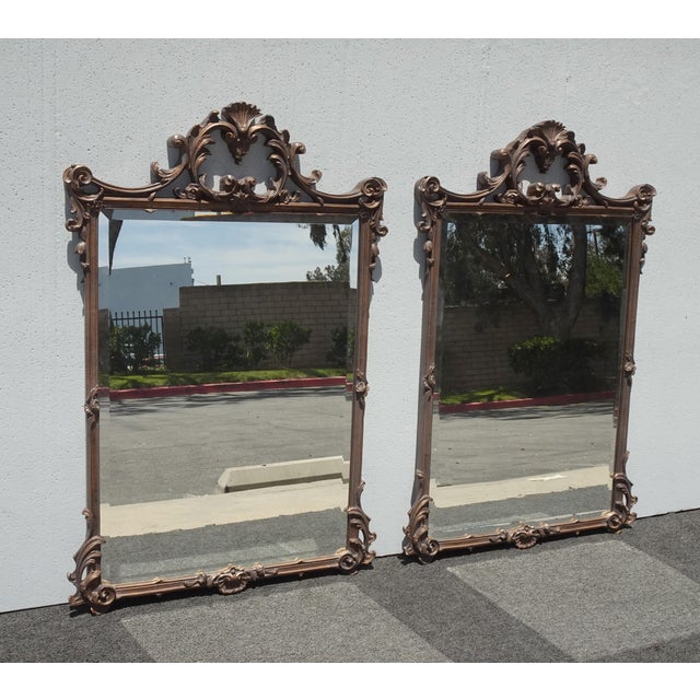 2000 - 2009 Pair of Vintge French Louis XVI Style Ornate Wall Mantle Mirrors For Sale - Image 5 of 15
