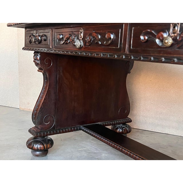 19th Century French Renaissance Desk with Three drawers For Sale - Image 9 of 18