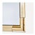 A Mid-Century Modern square wall mirror framed in polished gold tone metal and clear lucite rod accents. The layered,...