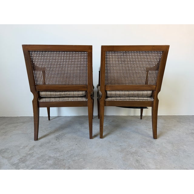Brown 70's Vintage French Louis XVI Style Arm Accent Chairs - A Pair For Sale - Image 8 of 15