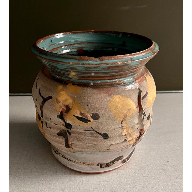 Abstract Contemporary Multicolored Ceramic Vessel For Sale - Image 3 of 6