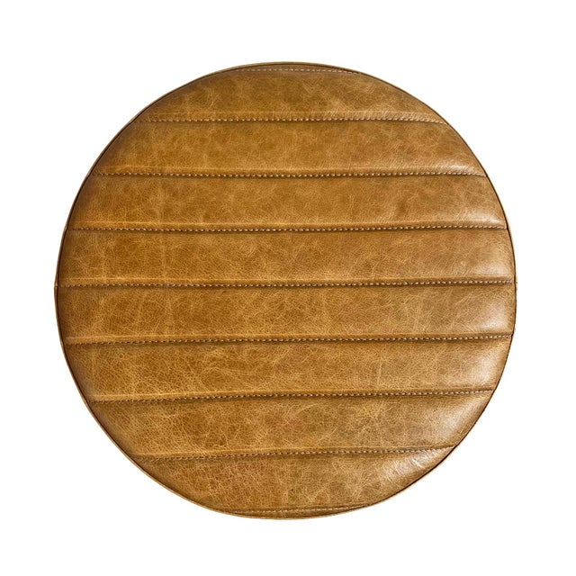 Tufted Nubuck Leather Counter Stool For Sale - Image 4 of 9