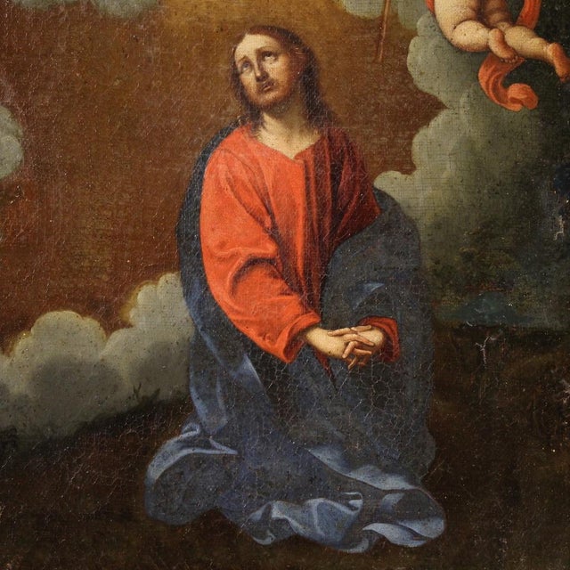 Italian Artist, Christ with Angels, 1690, Oil on Canvas For Sale - Image 14 of 16