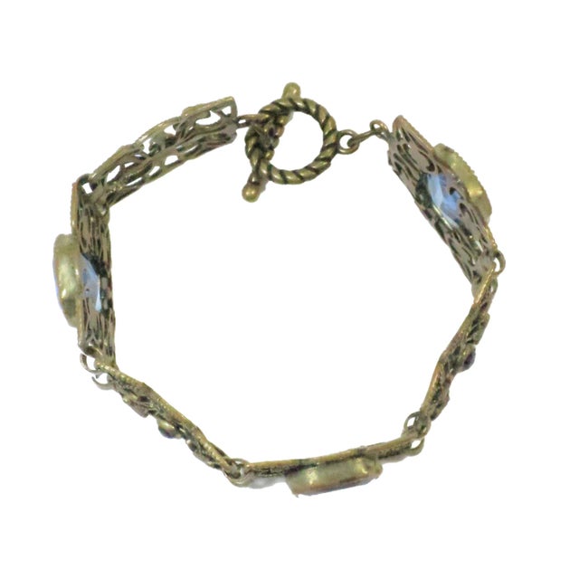 Vintage Art Deco Czech Sapphire Crystal Bracelet 1930s For Sale In Orlando - Image 6 of 8