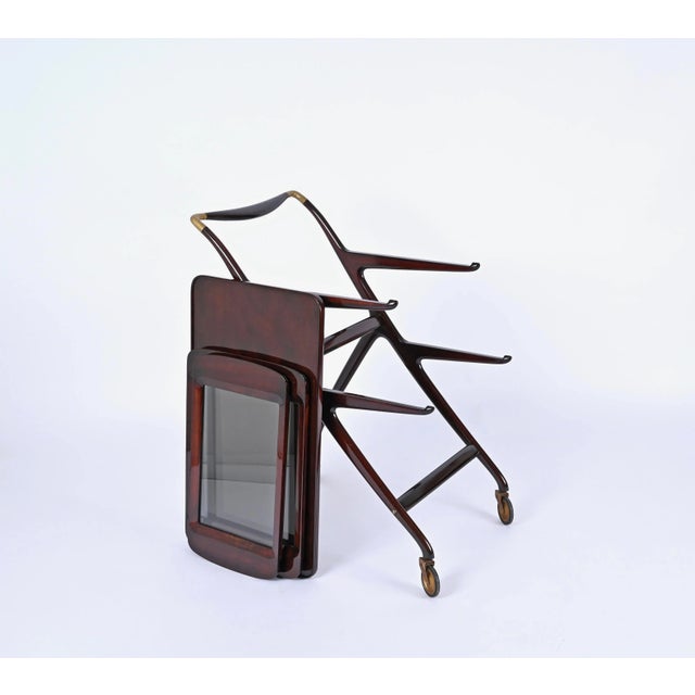 Goldenrod Italian Mod. 65 Serving Bar Cart by Ico & Luisa Parisi for D Baggis, 1950s For Sale - Image 8 of 13