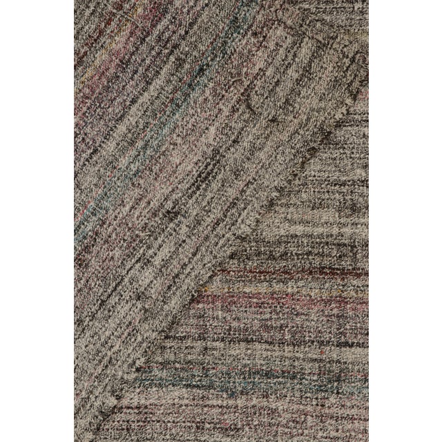 Vintage Kilim Rug in Black, White, Pink Striated Pattern For Sale - Image 10 of 11