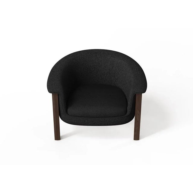 Modern Agnes Armchair in Walnut and Black Wool Fabric by Javier Gomez For Sale - Image 4 of 8