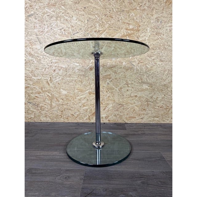Space Age Side Table in Chrome and Glass, 1980s For Sale - Image 14 of 15