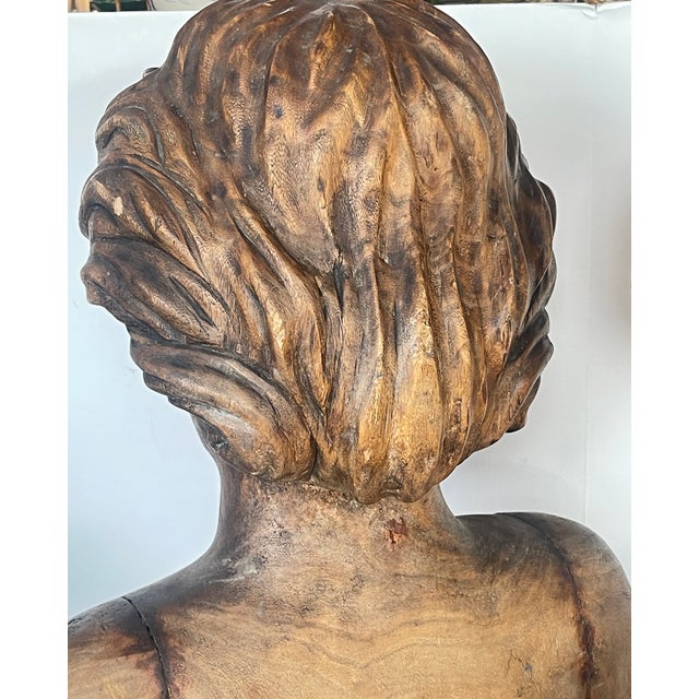 Pair Large Hand Carved Wood Figureheads, Italy For Sale - Image 12 of 13