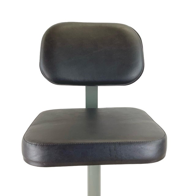 Vintage Industrial Adjustable Drafting Stool With Backrest and Footrest For Sale - Image 9 of 18