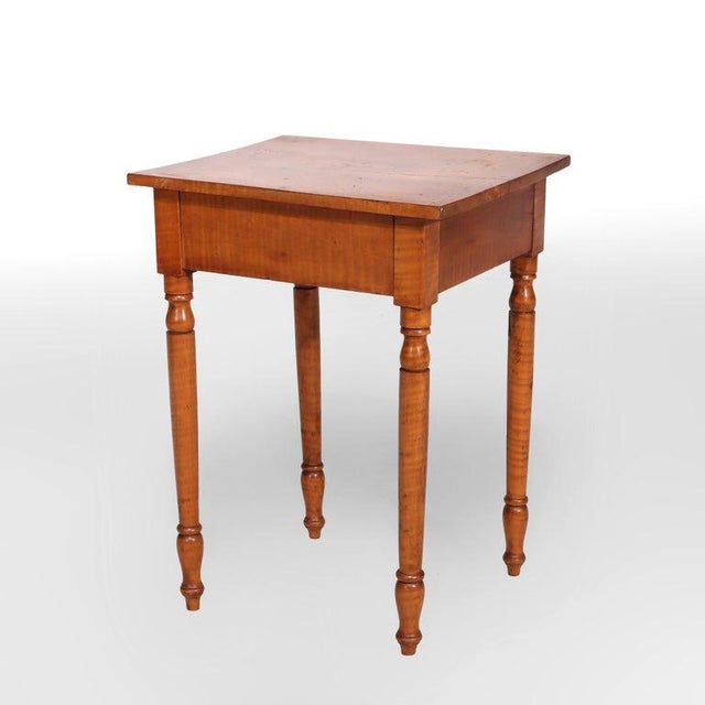 Sheraton Tiger Maple Single Drawer Stand With Opalescent Glass Knob C1840 For Sale - Image 10 of 12