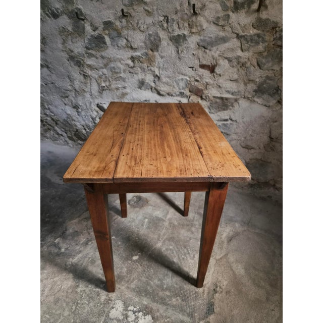 Wood Antique French Worktable and Bistro Chair, 1900s and 1950, Set of 2 For Sale - Image 7 of 18