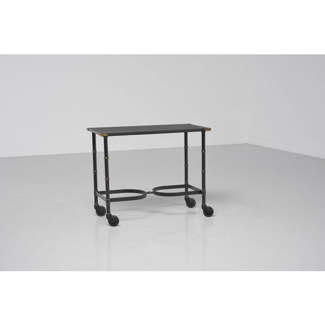 Vintage French Serving Trolley by Jacques Adnet, 1950s For Sale - Image 4 of 14