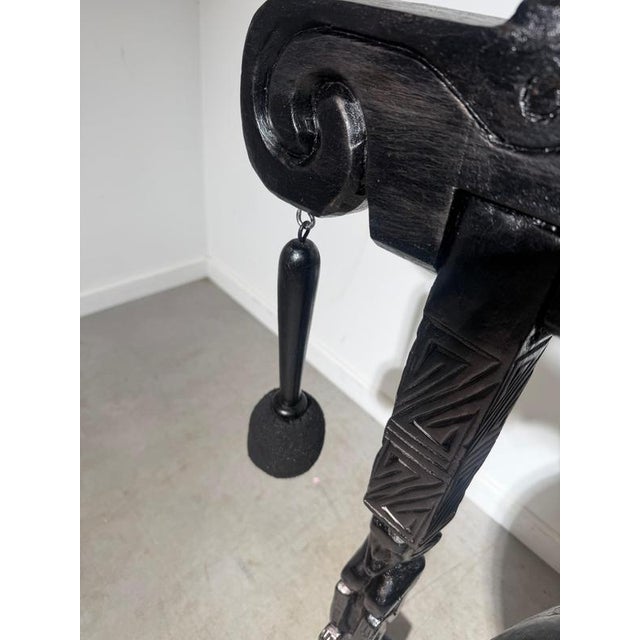 Wood Large Gong with Carved Wooden Stand and Mallet For Sale - Image 7 of 9