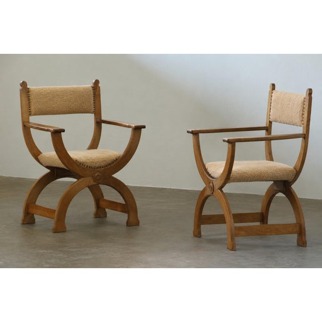 Vintage Danish design armchair in a bold brutalist design with a unique throne-like silhouette. Style of Henning Kjærnulf...