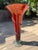 Hand-Blown 20" Amber Red Art Glass Trumpet Vase Applied Serpentine Spiral For Sale - Image 13 of 18