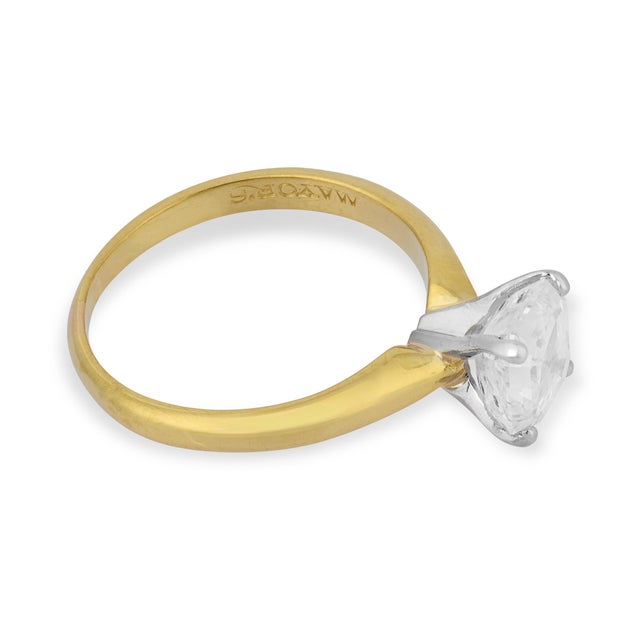 Mayor's Vintage Gia 1.70 Carat Diamond Solitaire Two Tone Engagement Ring, Size 6.5 For Sale - Image 4 of 7