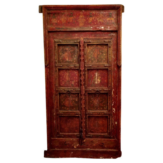 Anglo Indian Painted Doors in Original Frame, 1880 For Sale