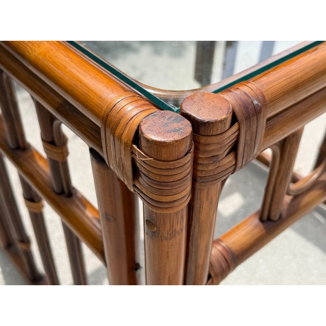 Vintage Organic Modern Rattan and Bamboo End Table For Sale - Image 9 of 12