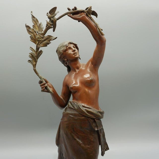 Auguste Moreau, Lady with Branch, Late 19th Century, Bronze For Sale - Image 11 of 15
