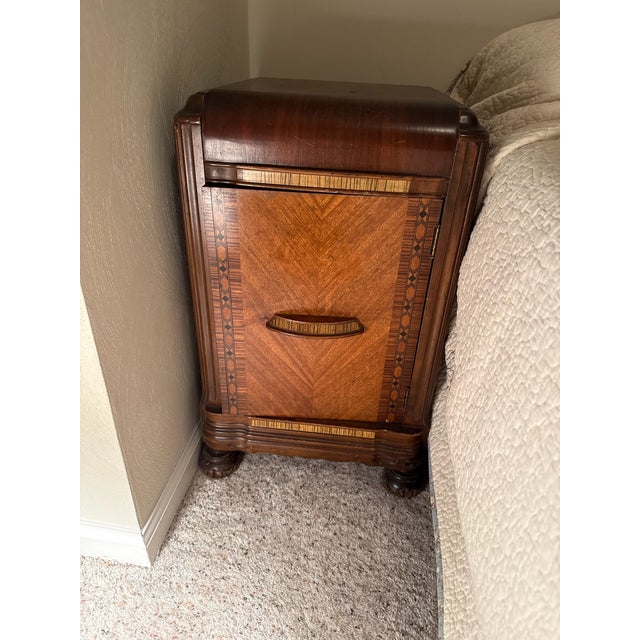 Gorgeous 6 piece Art Deco waterfall Bedroom set from the 1930s, also has the blue glass. this set is extremely rare. you...