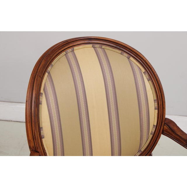 Brown Louis XVI Style Mahogany Open Arm Fauteuil Chair For Sale - Image 8 of 18