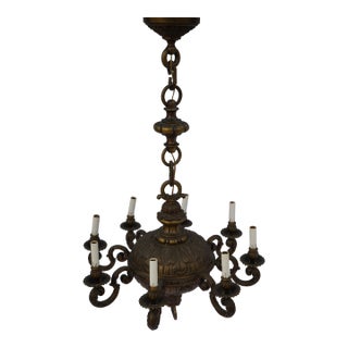 Monumental French Baroque Revival Eight-Light Cast Bronze Chandelier, Probably French, Circa 1915–1925 For Sale