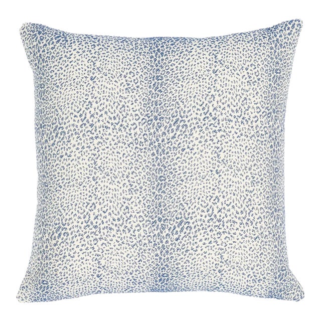 Schumacher Mini Leopard Indoor/Outdoor 18" Pillow in Navy For Sale