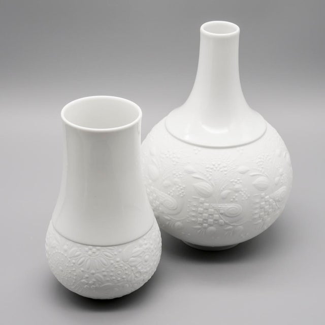 Ceramic Relief Porcelain Vase Duo by Bjørn Wiinblad for Rosenthal, 1968, Set of 2 For Sale - Image 7 of 14