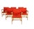 A nice set of 6 HH Produkter Swedish made dining / arm chairs. The chairs are solidly built with original red upholstery....