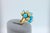 Blue Turquoise Diamonds Golden Spheres Balls Christmas Bells Motif 18k Gold Ring, Size 7 For Sale - Image 14 of 18