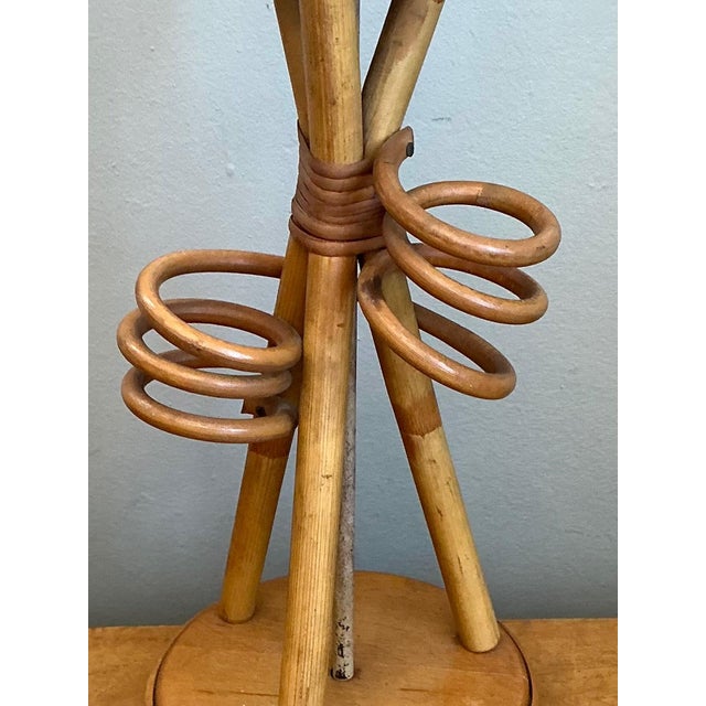 Vintage Rattan Loop Wood Lamp For Sale - Image 4 of 14