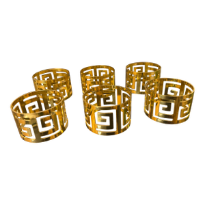 Collection of Greek Key Gold Napkin Rings- Set of 61970s