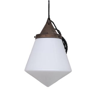Mid-Century Opaline Conical Pendant Light For Sale