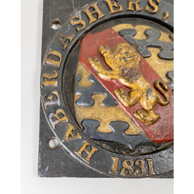 Metal 19th Century Architectural Cast Iron Plaque Haberdasher's Company 1831 For Sale - Image 7 of 8