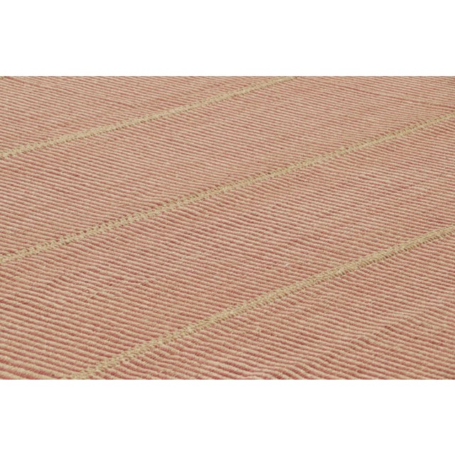Contemporary Rug & Kilim’s Contemporary Kilim in Beige and Red Textural Stripes For Sale - Image 3 of 7