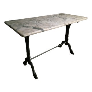Antique French Marble Bistro Table with Cast Iron Base, 1920s For Sale
