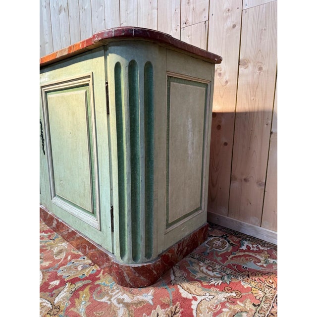 Low Louis XIV Painted Wood and Faux Marble Sideboard with Plinth For Sale - Image 6 of 8