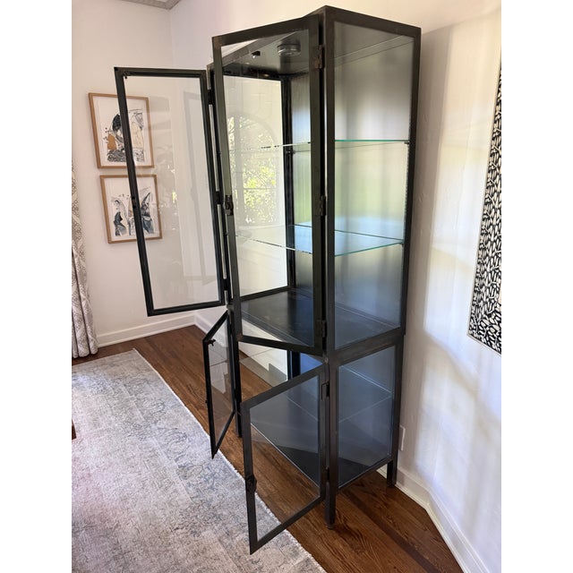 Industrial Iron & Glass Display Cabinet For Sale - Image 4 of 15